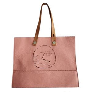 Yuh By Orciani Leather Tote Salmon Pink Made In Italy